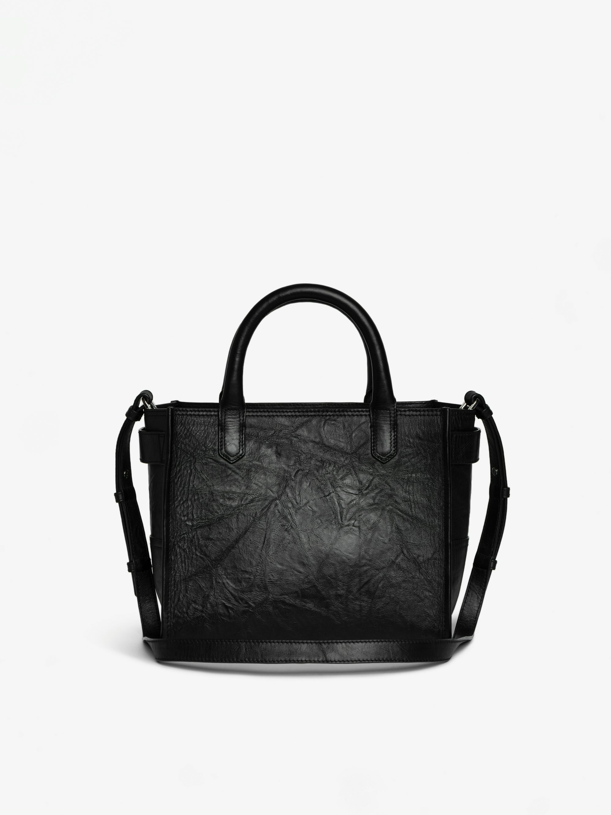 Angel Tote XS Bag - Small bag in crinkled effect leather with double handles, shoulder strap and embossed wings signature.